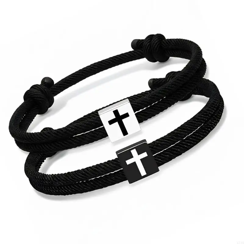  Pack of 2 Meaningful Crosses Bracelets for Christian Faith Adjustable Length Gift Set Baptism Birthday Present