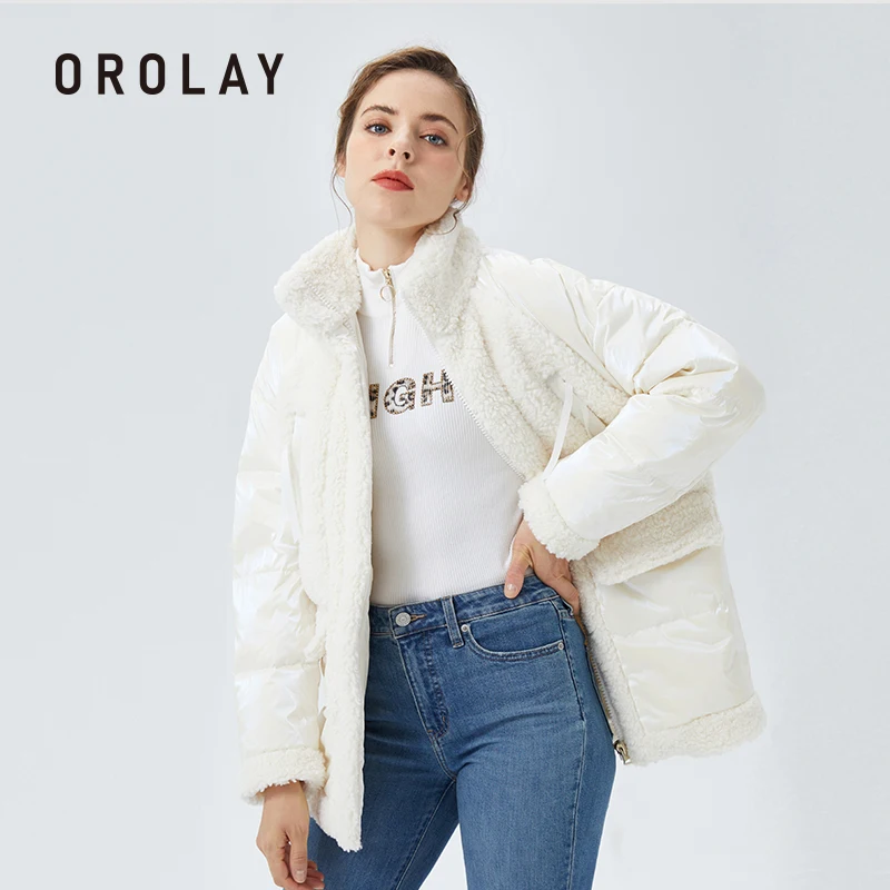 Orolay Women's Fleece Mid length Winter Down Jacket