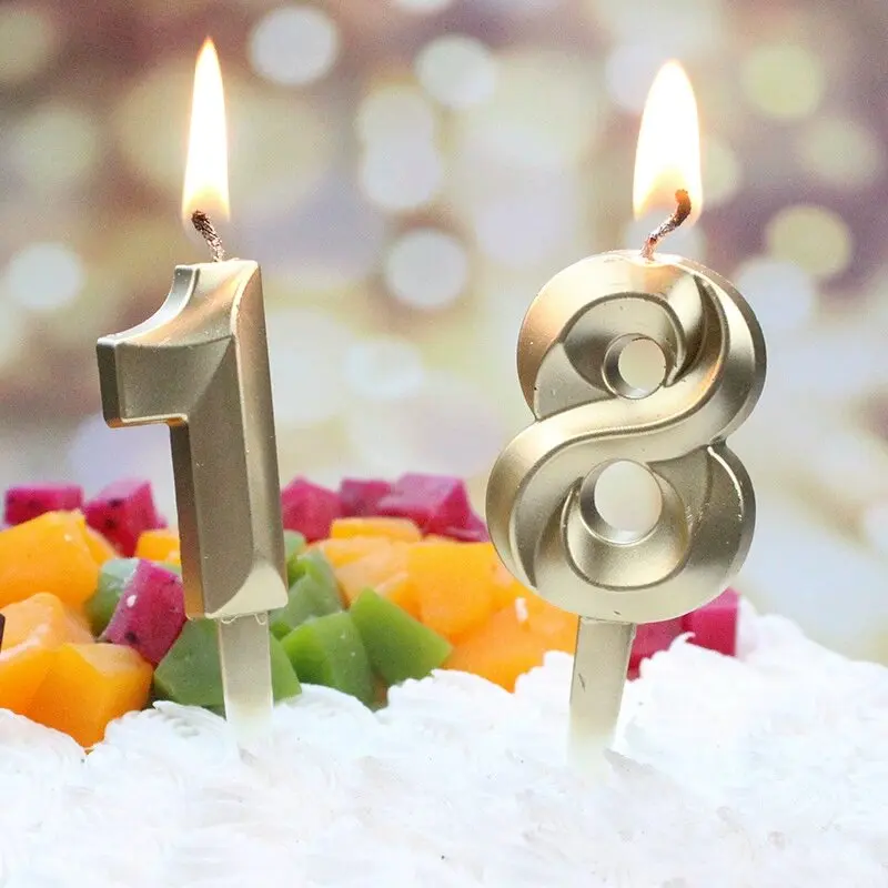 3D Goldene Geburtstagstortenkerzen Kreative Diamant-Party-Hochzeits-Jubiläums-Tortendekoration Kerzenzubehör Nummer 0-9 – Detail 6
