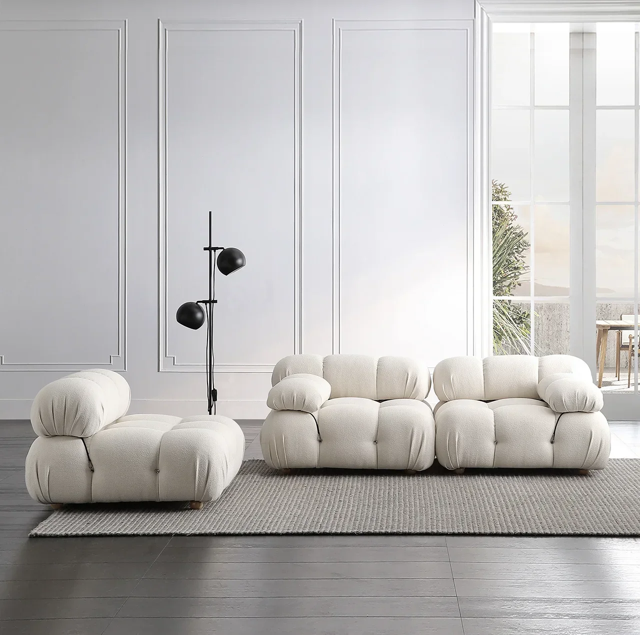 Modern Nordic L Shape Sectional Reclining Couch Modular Living Room Furniture Combinable Fabric Corner Sofa Set
