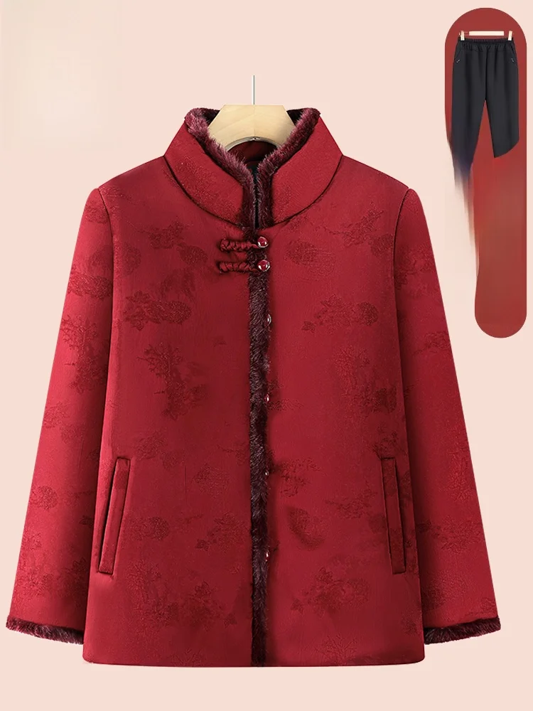 

Утепленная хлопковая куртка на бархатной подкладке для пожилых женщин: теплая зимняя одежда для мам, морозостойкая