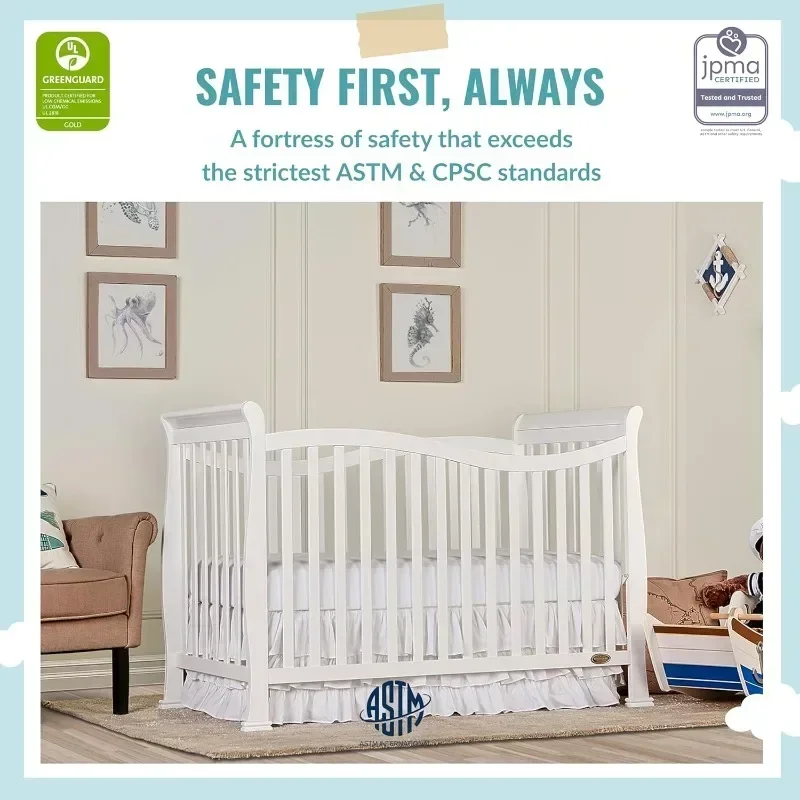 Violet 7-in-1 Convertible Lifestyle Crib 4 Mattress Height Settings Made of Sustainable Pine From New Zealand