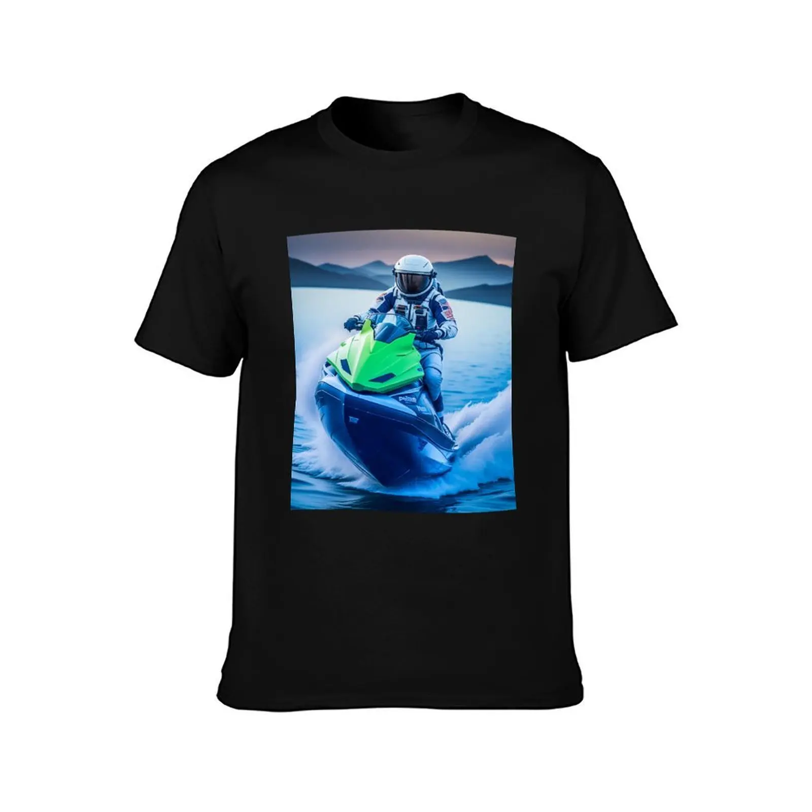 Astronaut in the Jetsky T-Shirt, Summer Casual Cotton Tee, Oversized Streetwear Tops, Vintage Graphic Print, Unisex Men Women
