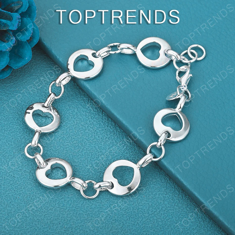 

Красивый браслет из стерлингового серебра 925 пробы с полым сердечком, изысканные женские украшения, модный аксессуар для вечеринок, подарок на свадьбу, помолвку, день рождения