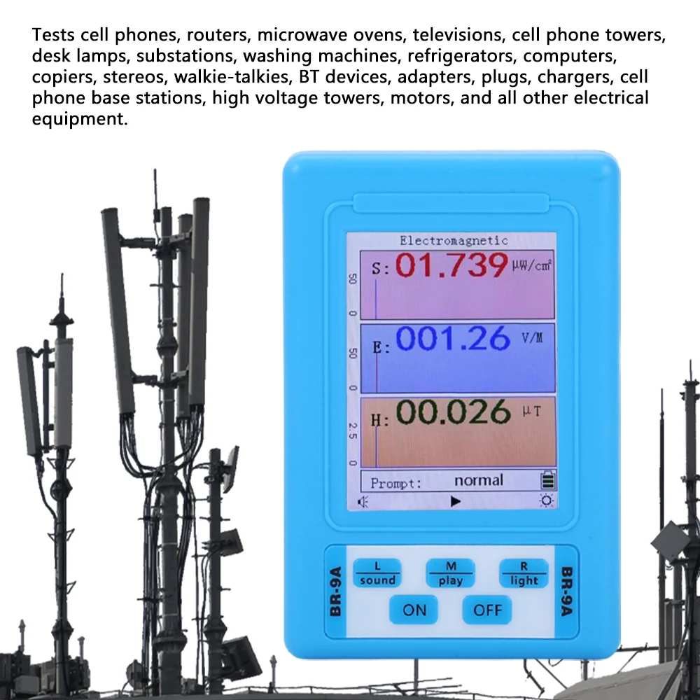 BR-9A Portable Electromagnetic Radiation Detector EMF Measuring Instrument High Accuracy Radiation Dosimeter Monitor