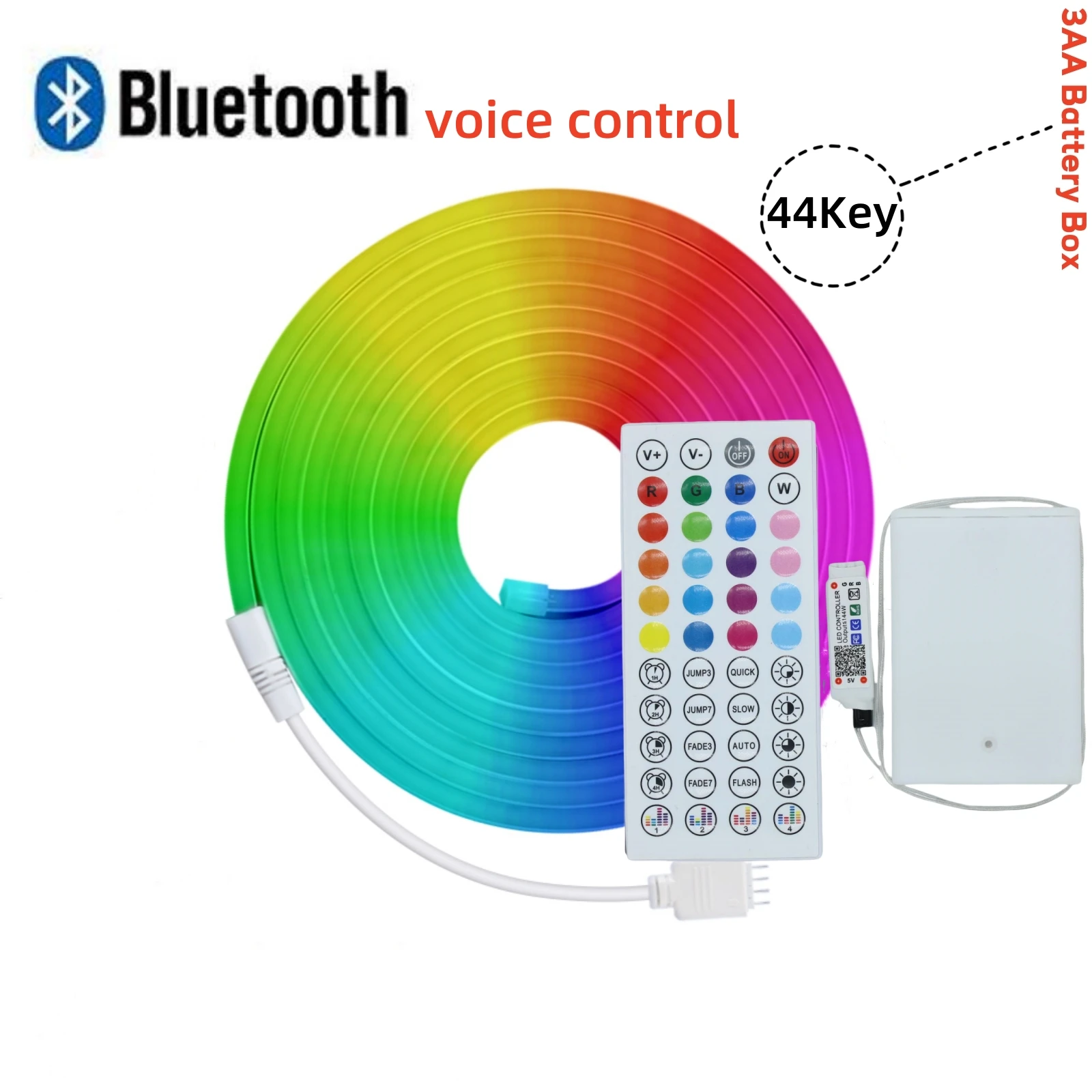 HEGEHE 5V RGB Neon Streifen Licht 1M 2M 3M 3AA Batterie Box Mit Bluetooth Fernbedienung wasserdichte Flexible Band Band Für Home Decor 7