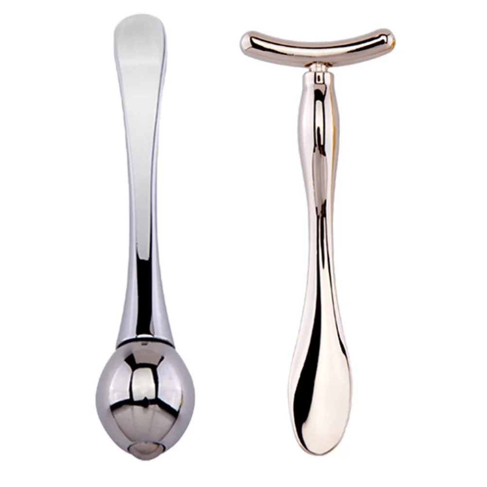 1 set 1 set T-vormige Double-End Oogcrème Stok Voor Gezichtsmasker Lepel Oogmassage Bar Draagbare Huidverzorging Tool Schoonheid Scoop