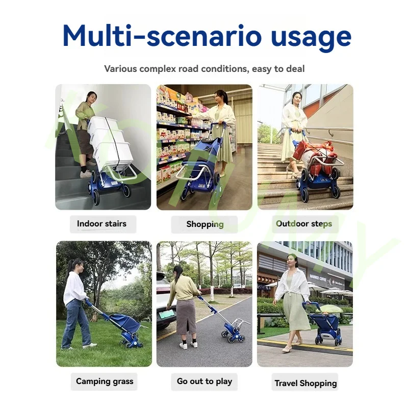 عربة التسوق الكهربائية، حقيبة تسوق قابلة للطي مع عجلات، سعة كبيرة، عربة تسلق السلالم الكهربائية الصامتة