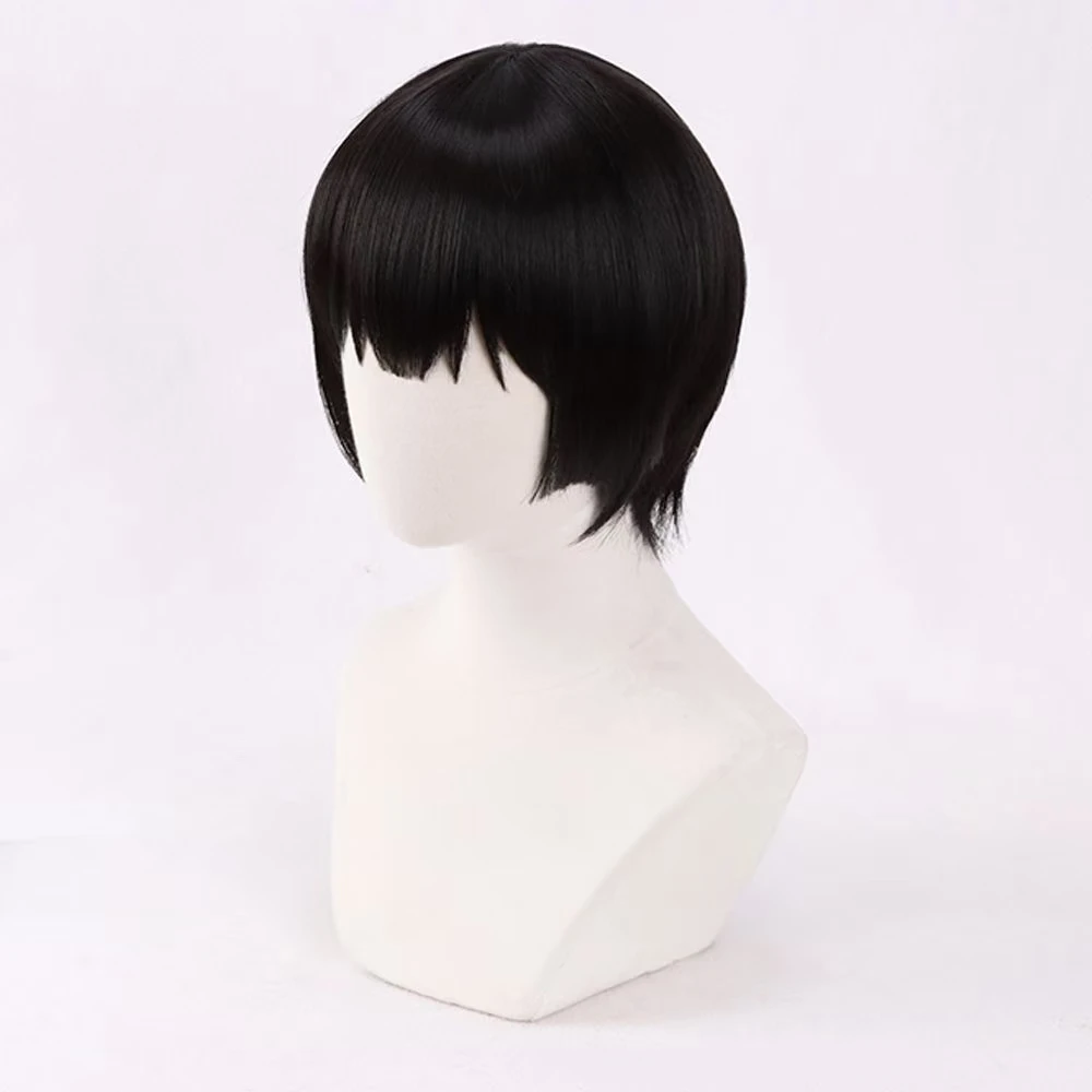 Hetalia Honda Kiku Cosplay Wig Teen Black Short Hair Simulated Scalp Top Rose Net Heat Resistant Synthetic Fiber Halloween Wig