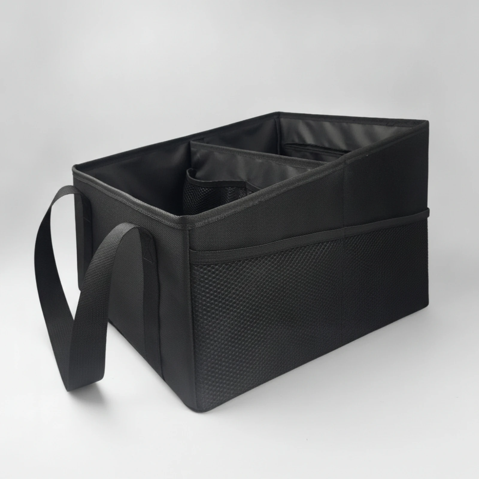 Car Seat Organizer Multipurpose Foldable Car Organizer with Removable Divider Automotive Storage Box Space-Saving for Road Trips
