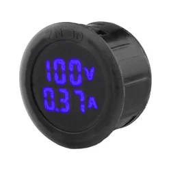 Dc 5-100V Led Digitaal Display Ronde Voltmeter Dc Digitale Auto Spanningsstroom Meter 1a 10a Volt Detector Tester Monitor Rood Blauw