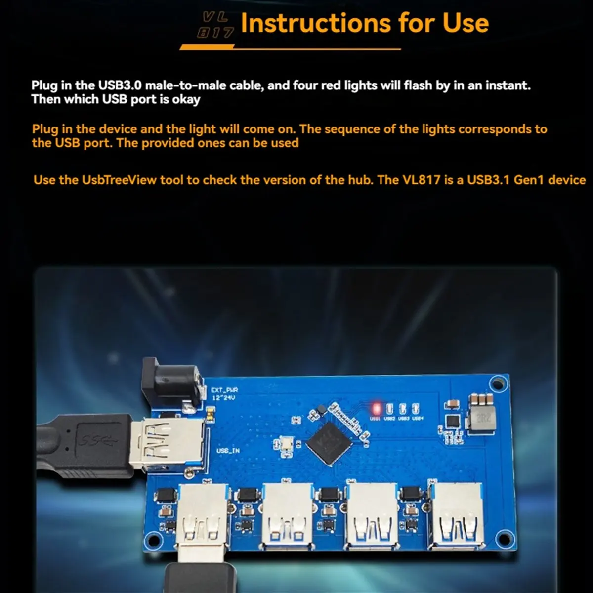 Модуль USB-концентратора AT42 VL817 USB3.1, 1-4 порта, USB-модуль расширения