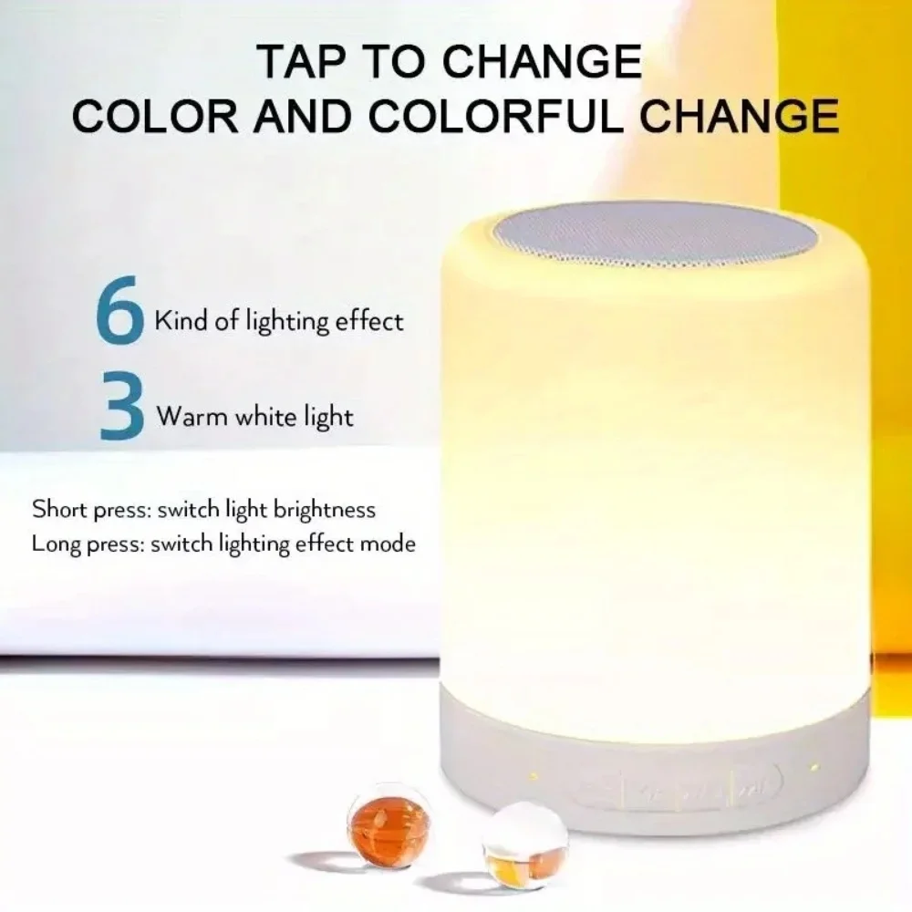 New Bedside Table Lamp Wireless Bluetooth with Speaker Touch Light Colorful LED Night Dimming Atmosphere Table Lamp for Kid Gift