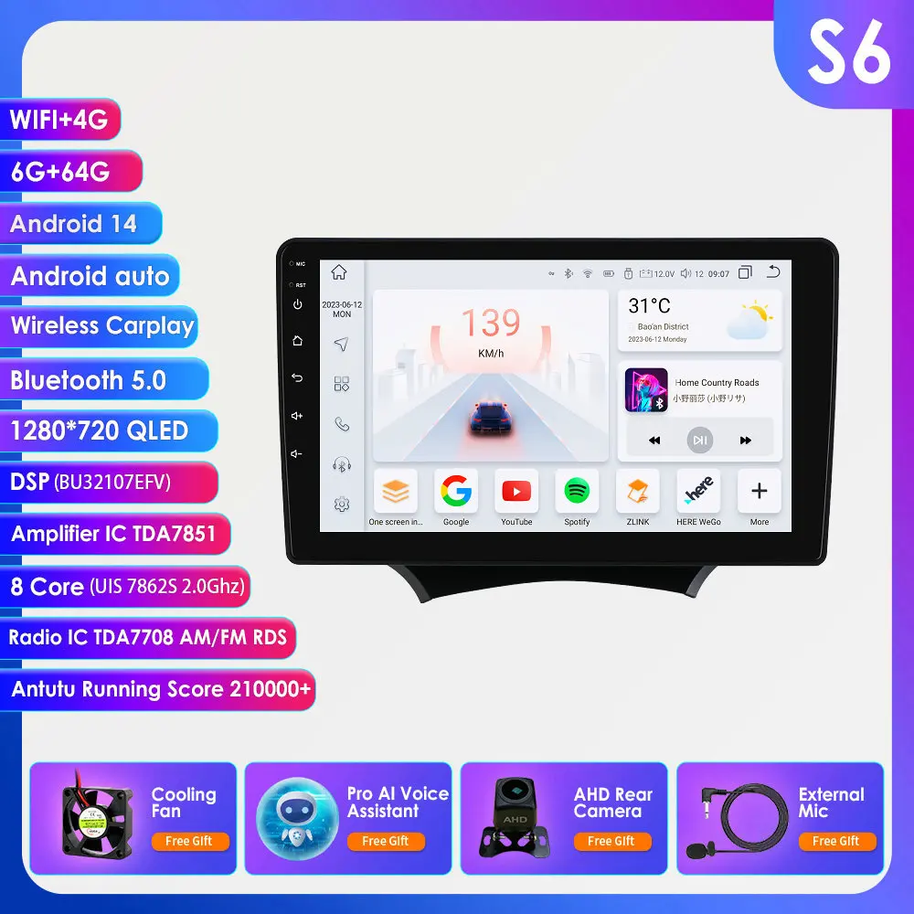 Autoradio voor Ford KA 2008 2009 2010 2011 2012 2013 2014 Carplay Android Auto multimediaspeler 2din 360 camera GPS stereo audio