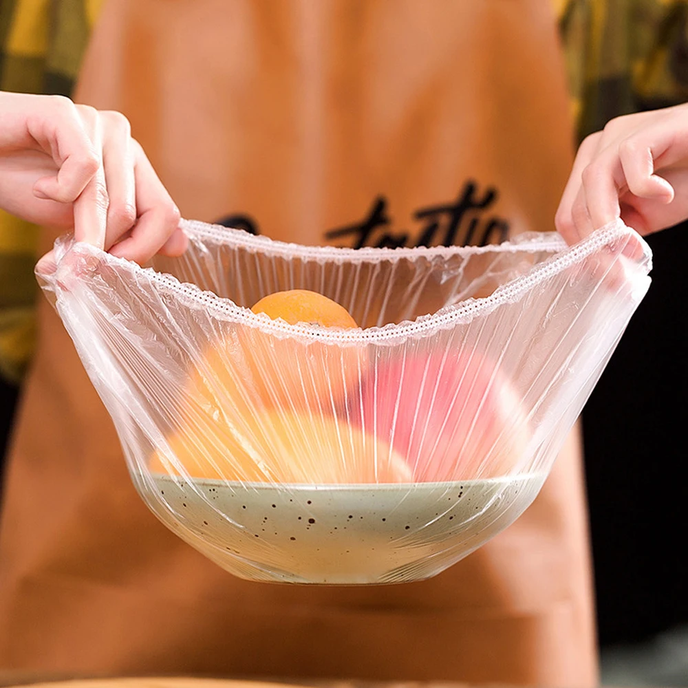 Cubierta desechable para alimentos, bolsa de plástico para conservación de frutas y verduras, 20-1500 piezas