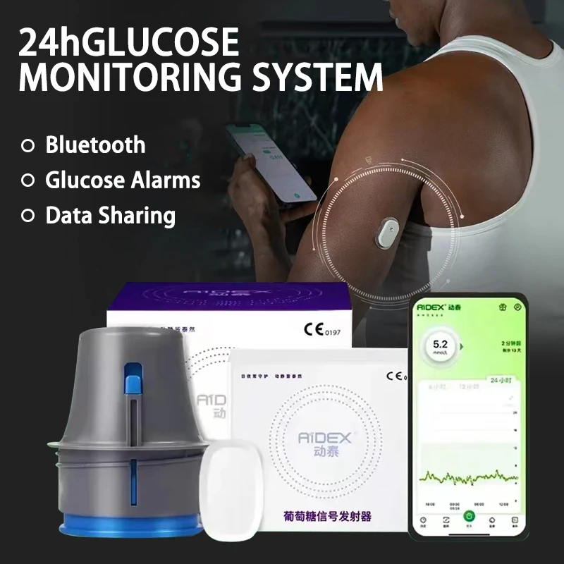 

Freestyle Libre Aidex Dynamic Blood Glucose Monitoring CGMS 24h Realtime Monitor Scan Free Multilingual System Remote Monitoring