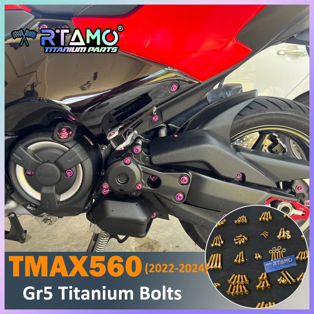 RTAMO Gr5 Titanium Bolts CVT Pinion Cover Pipe Bolt Swingarm Bolt Main Stand Cover for Yamaha Txmax560 (2022-2024)