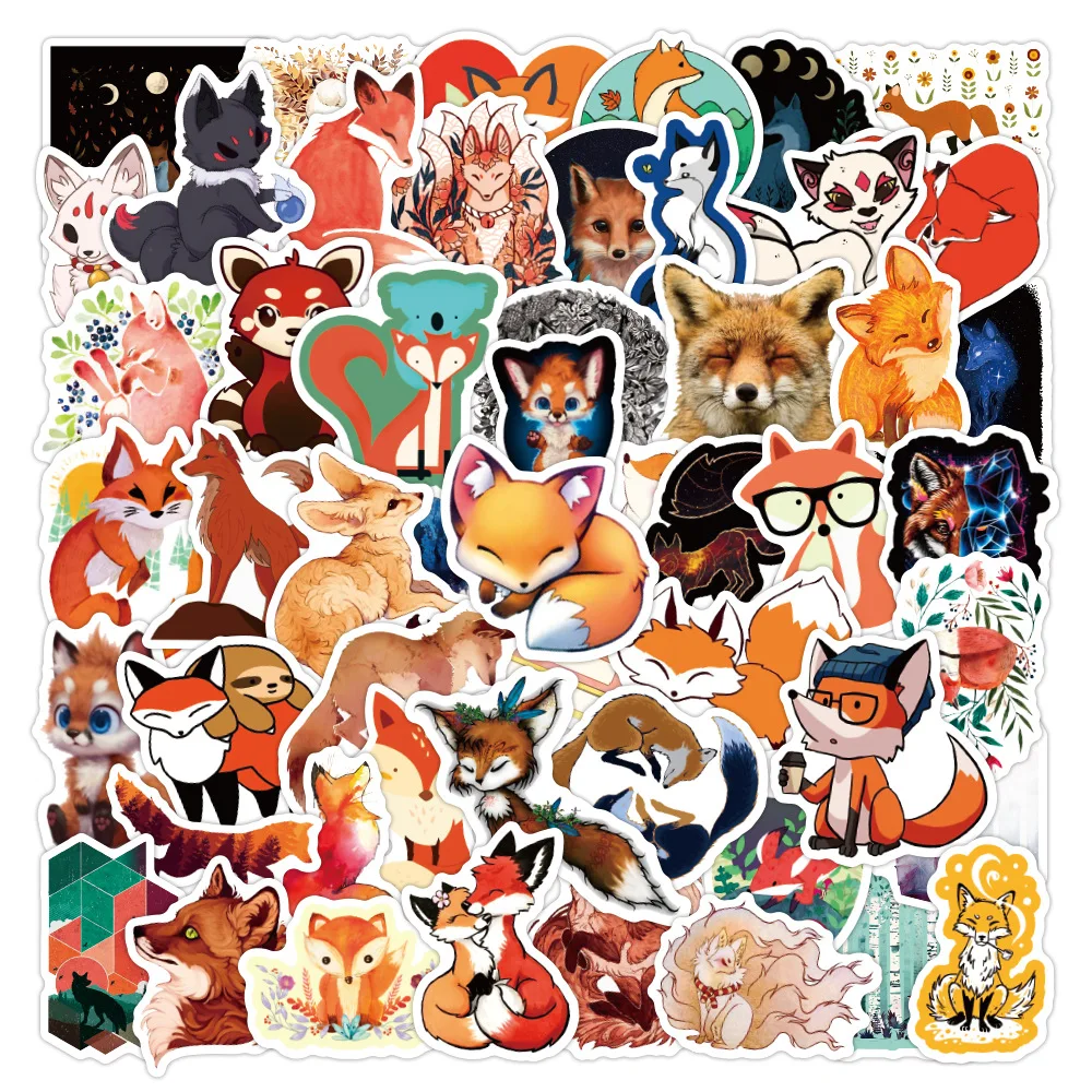 10/30/50pcs  New Fox Graffiti Stickers Waterproof Luggage Compartment Notebook  Pencil Cases  Scooter Water Cup Diy Kids Girl