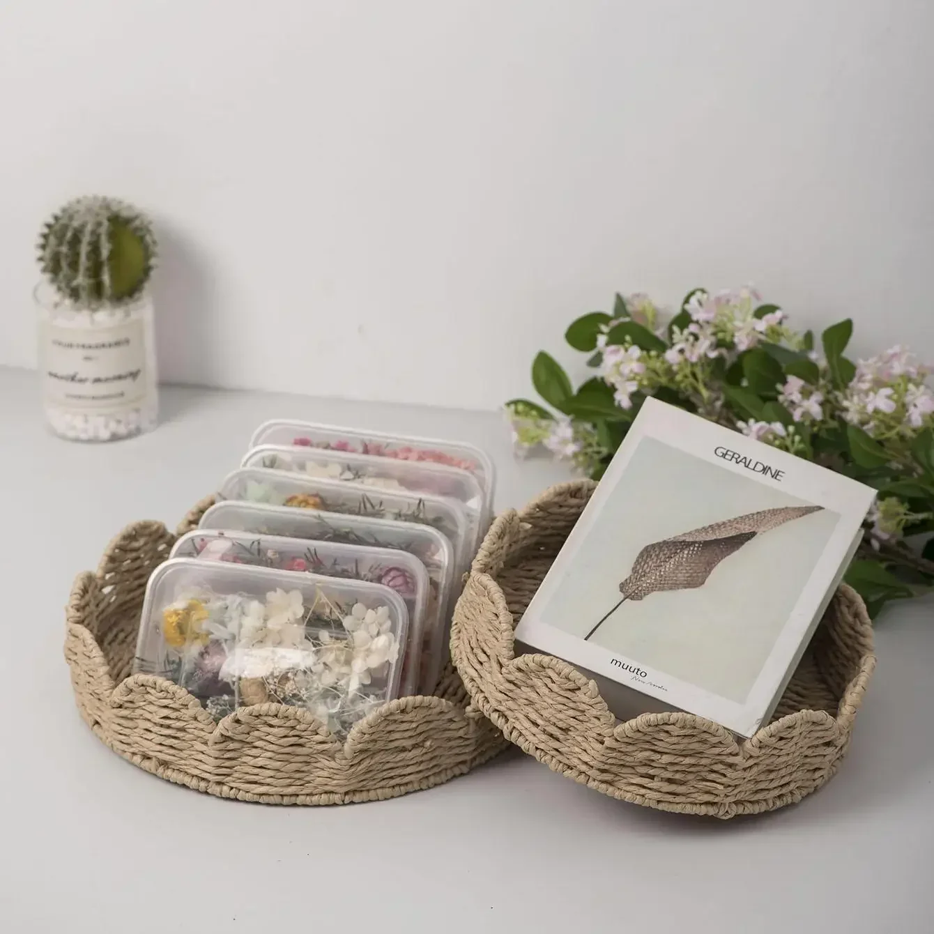 Hand-woven Paper Rope Storage Basket Retro Home Furnishings Desktop Sundries Storage Bathroom Hotel Decoration Wicker Basket