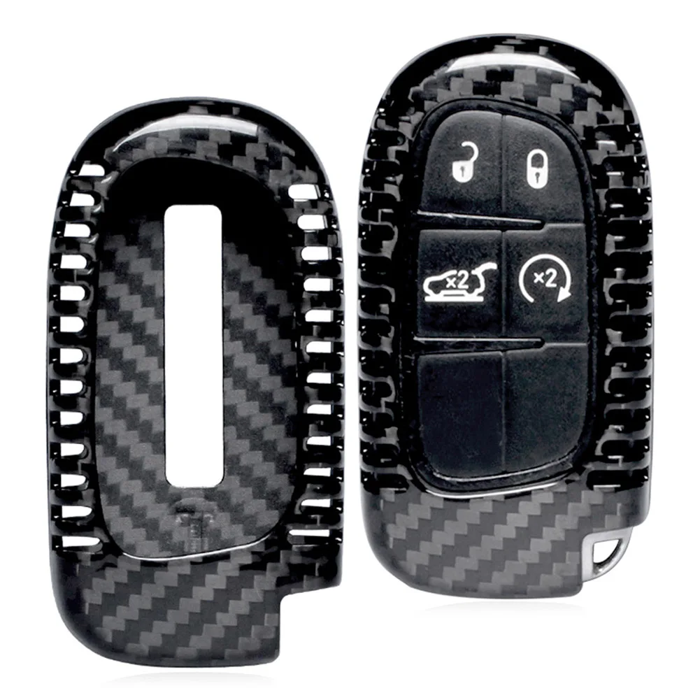 Carbon Fiber Car Key Case Cover Remote Key Fob Shell Replacement For Jeep Dodge Grand Cherokee Ram Universal