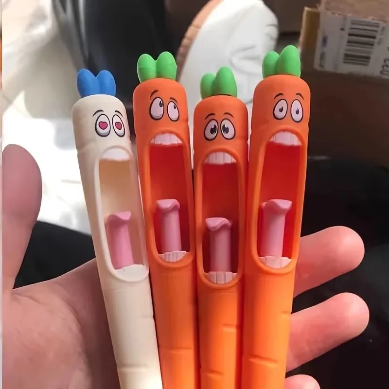1pc random style and color funny carrot ballpoint pen, push-up pen