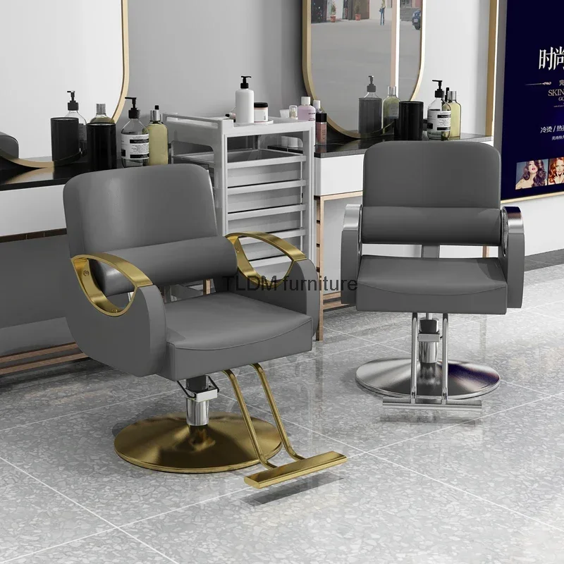 Cómoda Silla de Metal para maquillaje, taburete reclinable, Silla profesional para barbería y salón de belleza