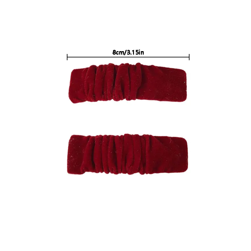 1pc Red velvet hair accessories Christmas headband wide version retro sweet pleated large intestine circle BB clip bow hair clip