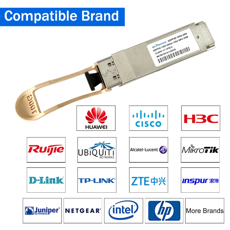 QSFP28 100GBASE-SR4 Optical Module 850nm 100m MTP/MPO DDM For Huawei,Cisco QSFP28-100G-SR4,Mikrotik Fiber Optical Equipment