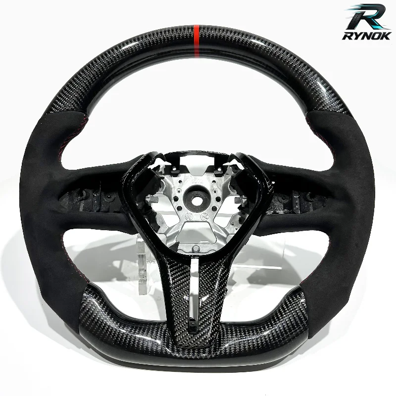 G60 Black Carbon Fiber Sport Red Center Line for Infiniti G60 Car Steering Wheel with Suede