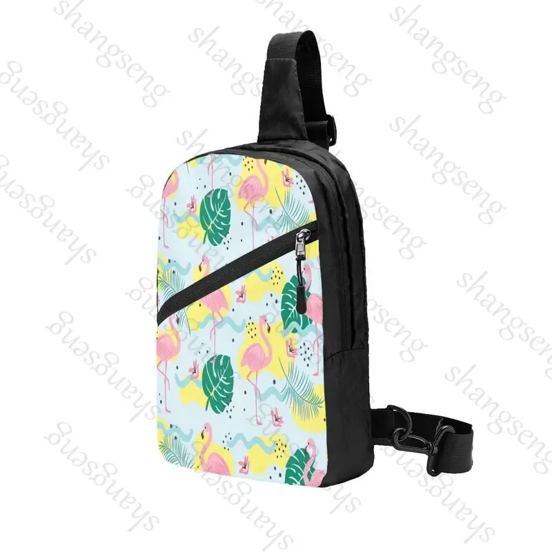 Funny Flamingo Printed Pattern Men front bag Mobile bags Passport Travel Outdoor casual Messenger bag Crossbody bag backpack