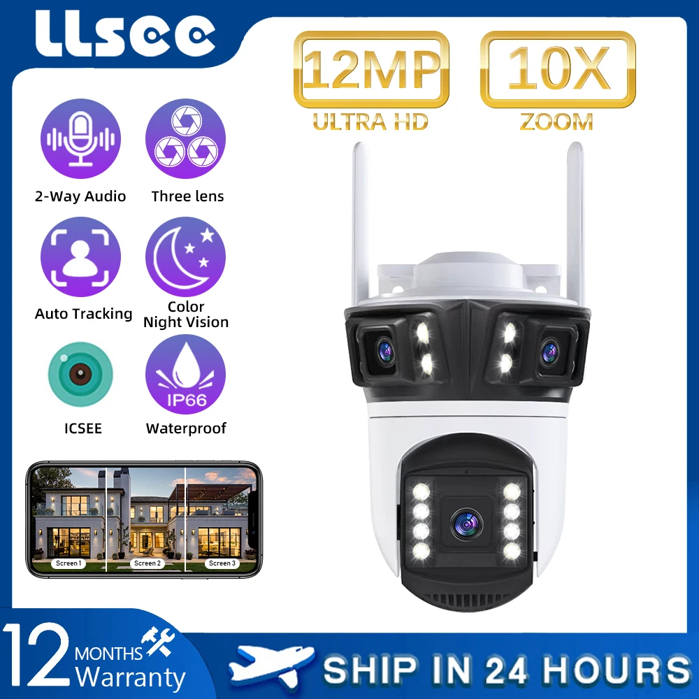 LLSEE ICSEE 4K dual lens WiFi WiFi security camera 8MP camera CCTV wireless home camera IP security camera