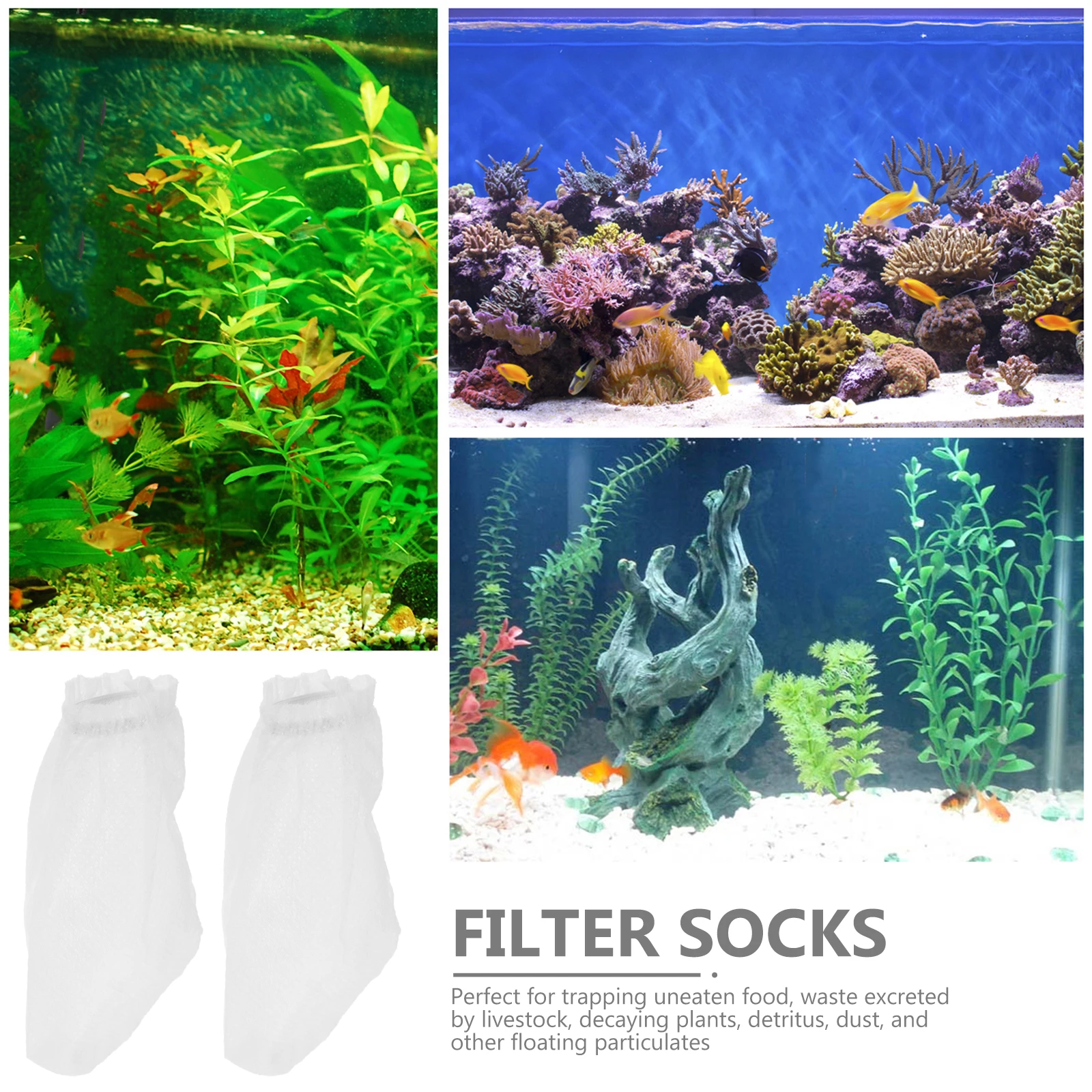 

20 Pcs Filter Mesh Fecal Suction Device Aquarium Sock Strainer Purification Replacement for Fish Tank Socks Electric