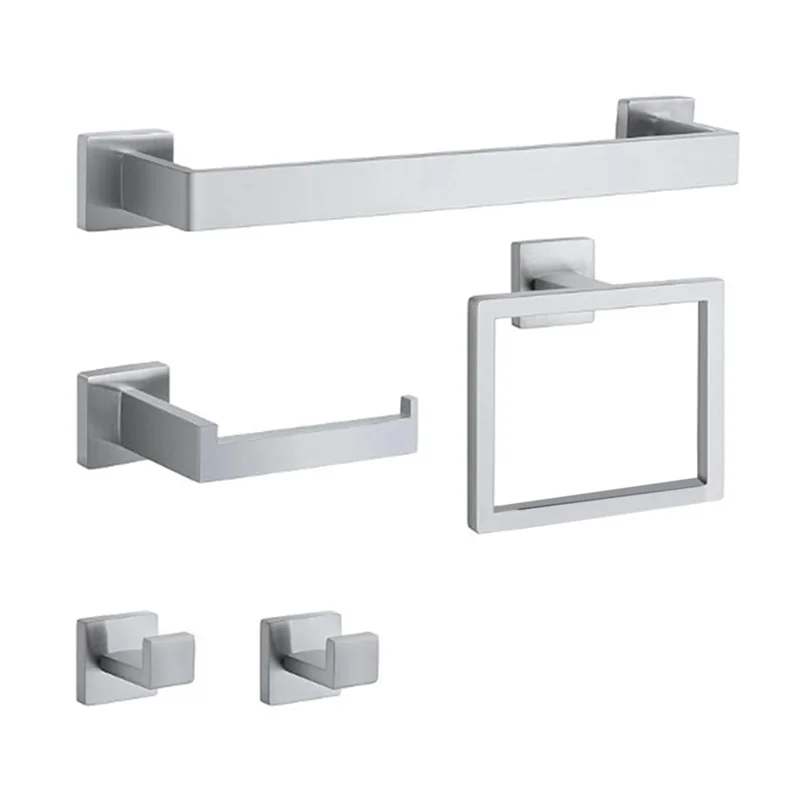 

AT51-5Pcs Towel Bar Set Stainless Steel Towel Ring Bathroom Coat Hook Bathroom Tissue Holder Set.