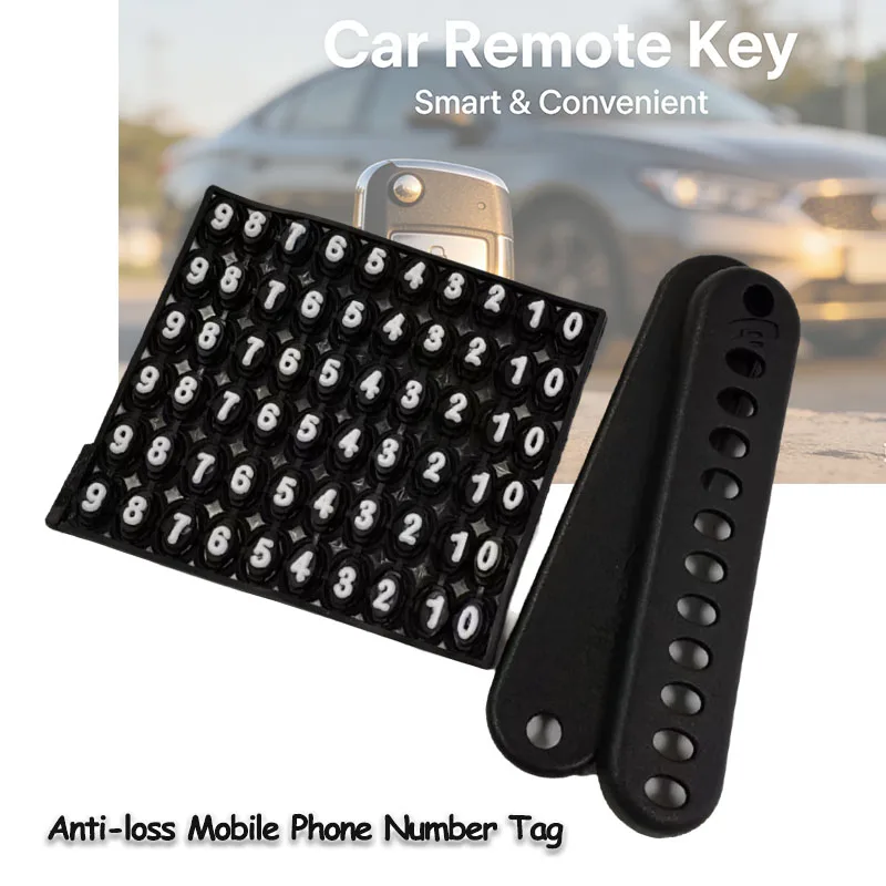 Picture 6: Anti-loss Mobile Phone Number Tag for Car Keychain Key Bag Loop Hanging Phone Number Plate Universal