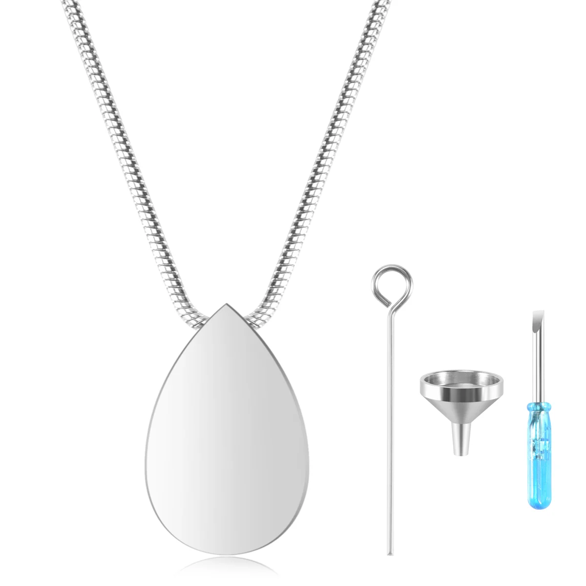 Personalized Teardrop Shape of Waterdrop Cremation Urn Necklace with Fill Kit for Ashes Cremation Jewelry