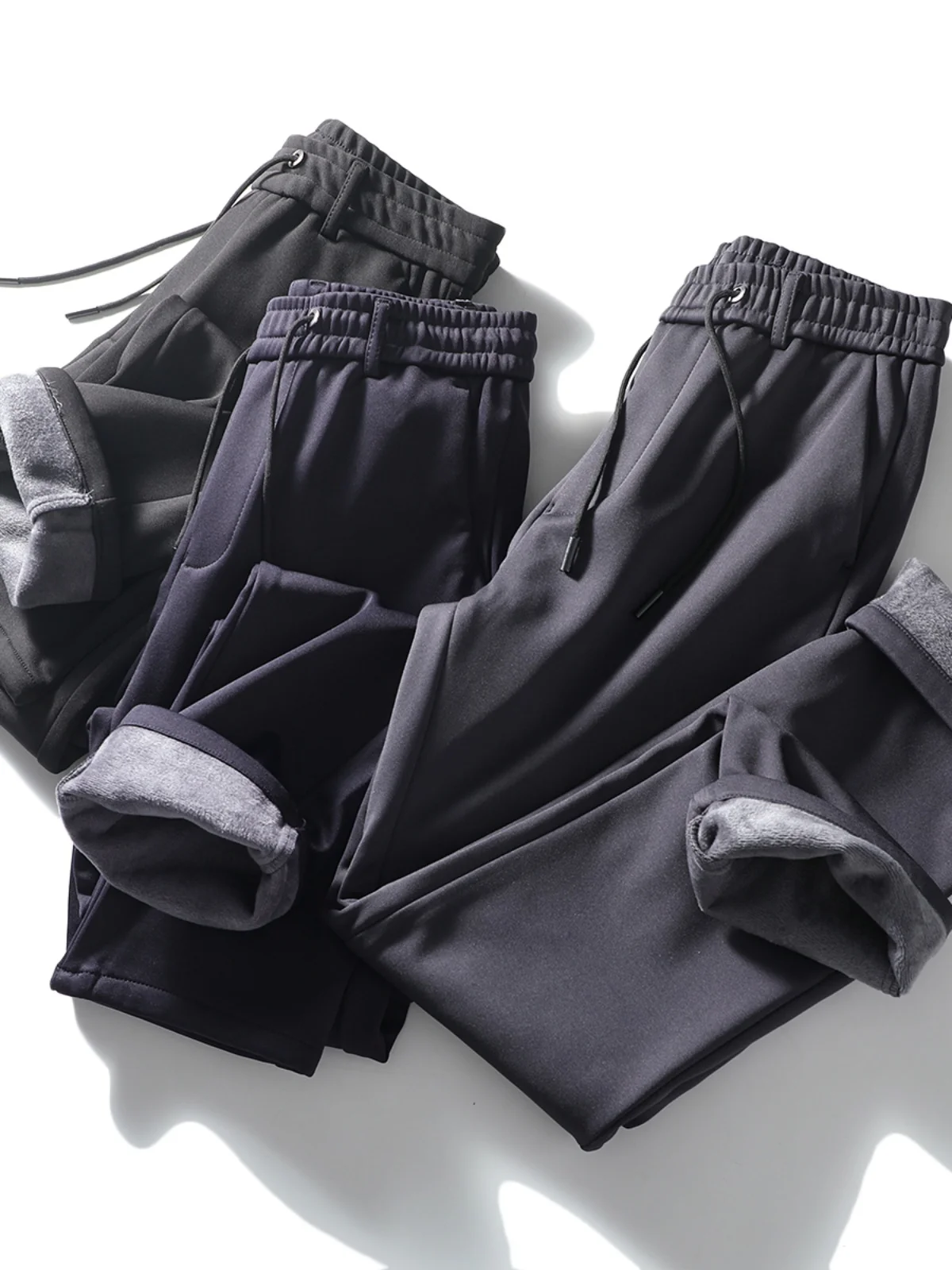 

Утепленные мужские брюки Thiened Fce с защитой от ветра, теплые, осенне-зимние, свободного кроя, прямые, повседневные, модные, городские, стильные