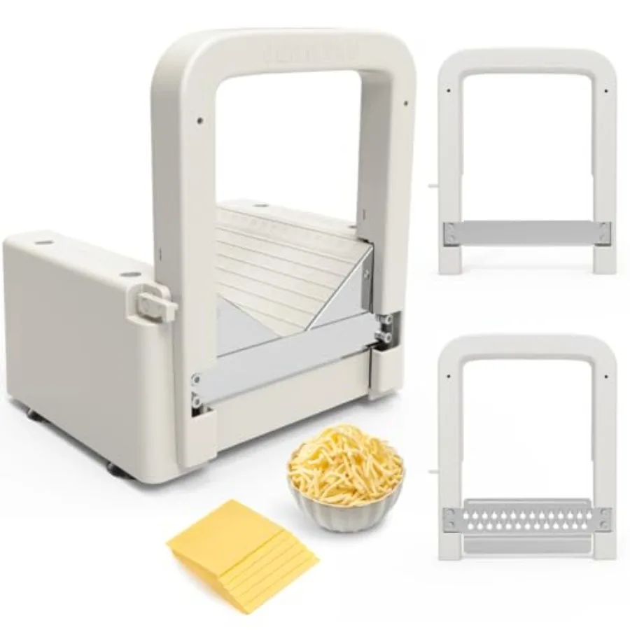 

Multipurpose Stainless Steel Cheese Slicer Cutter and Shredder with 'V' Shape Measurement Board and Removable Tray for Efficien