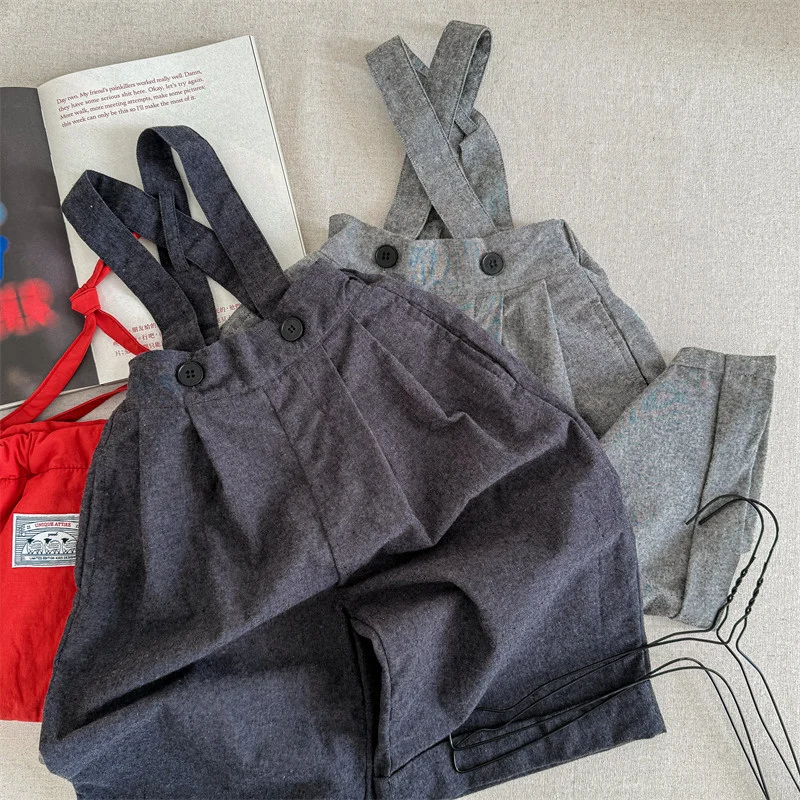 Kids Backpack Pants Girls Fashion Wide Leg Trousers Boys Loose Trousers Baby Spring Cute Solid Straight Pants Children's Clothes