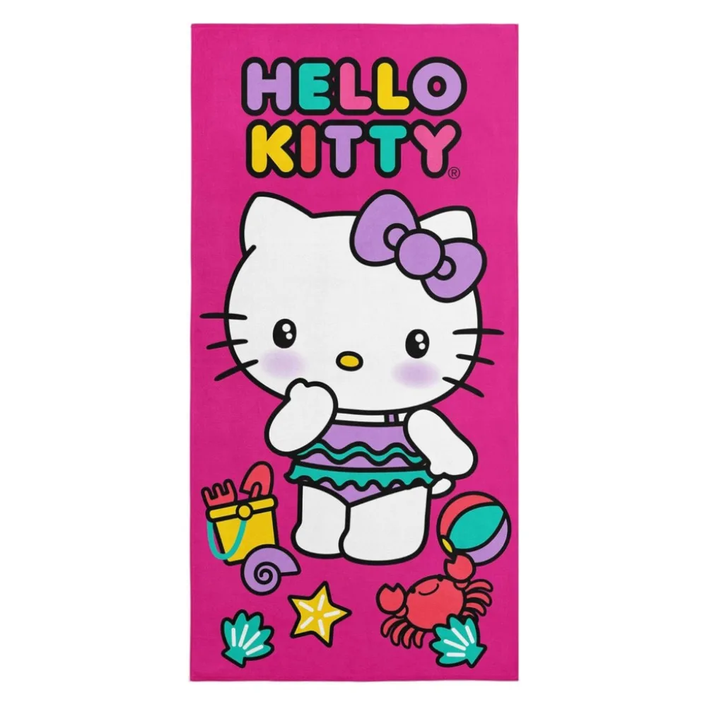 

Розовое пляжное полотенце из микрофибры Hello Kitty, банное полотенце в стиле аниме, мультяшное полотенце, морской праздничный стиль, Hello Kitty для девочек-подростков, подарки