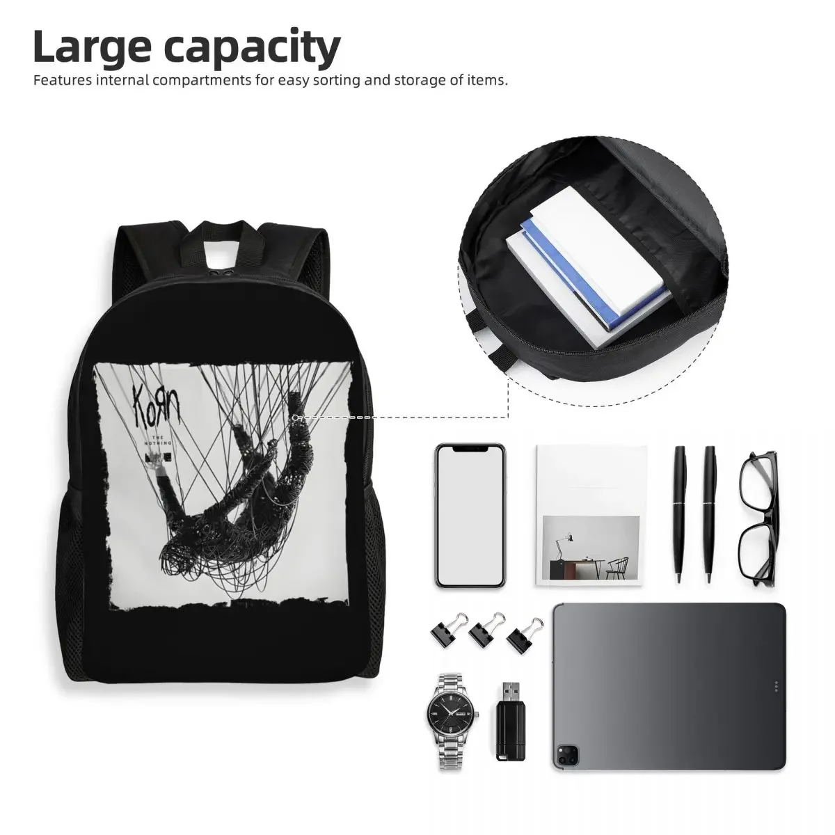 Custom Korns Heavy Metal Music Hard Rock Roll Laptop Backpack Women Men Casual Bookbag for College School Students Band Bag