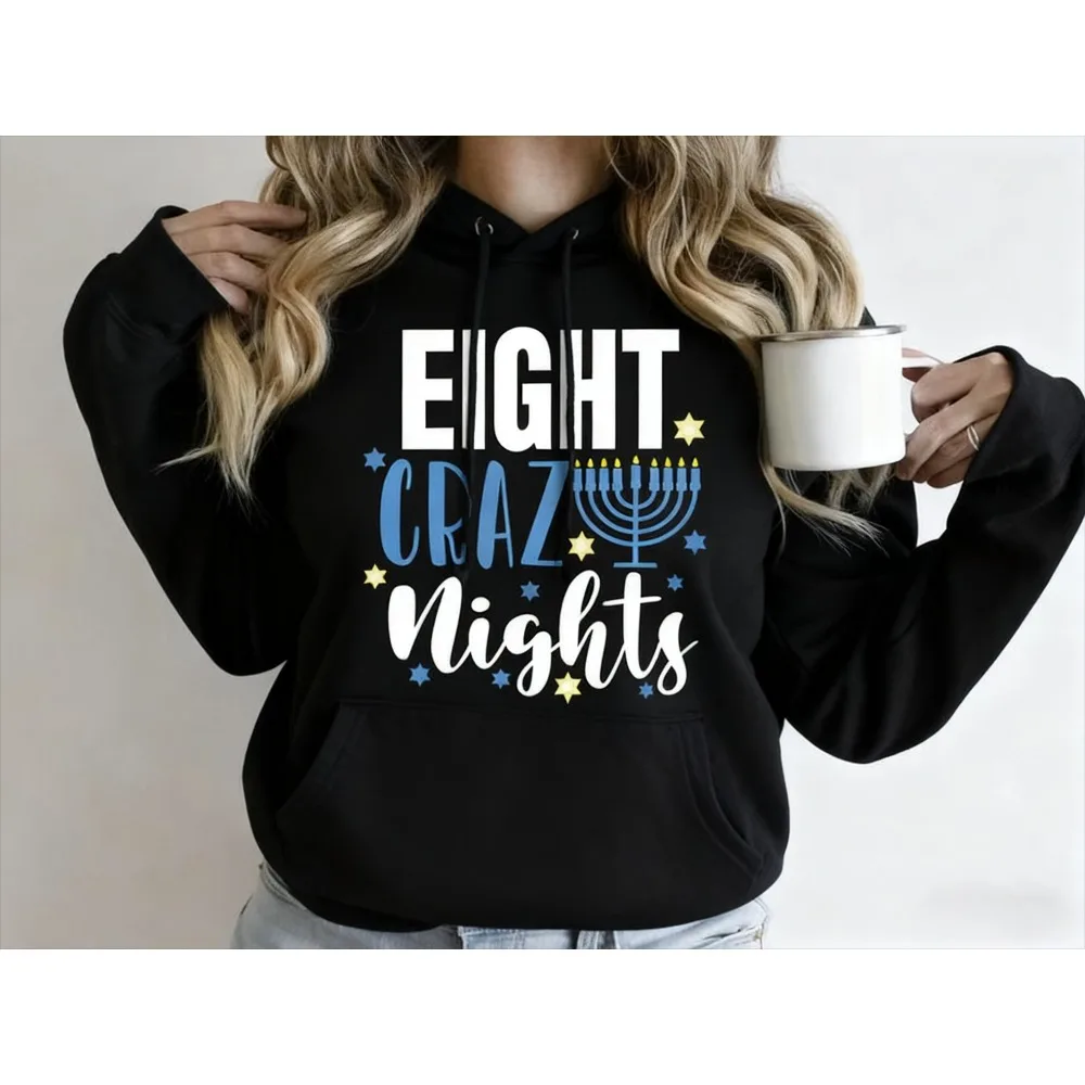 

Толстовка «Восемь сумасшедших ночей», еврейская праздничная толстовка с капюшоном для мужчин и женщин, повседневная мода, лидер продаж, топы, праздничные костюмы на Хануку