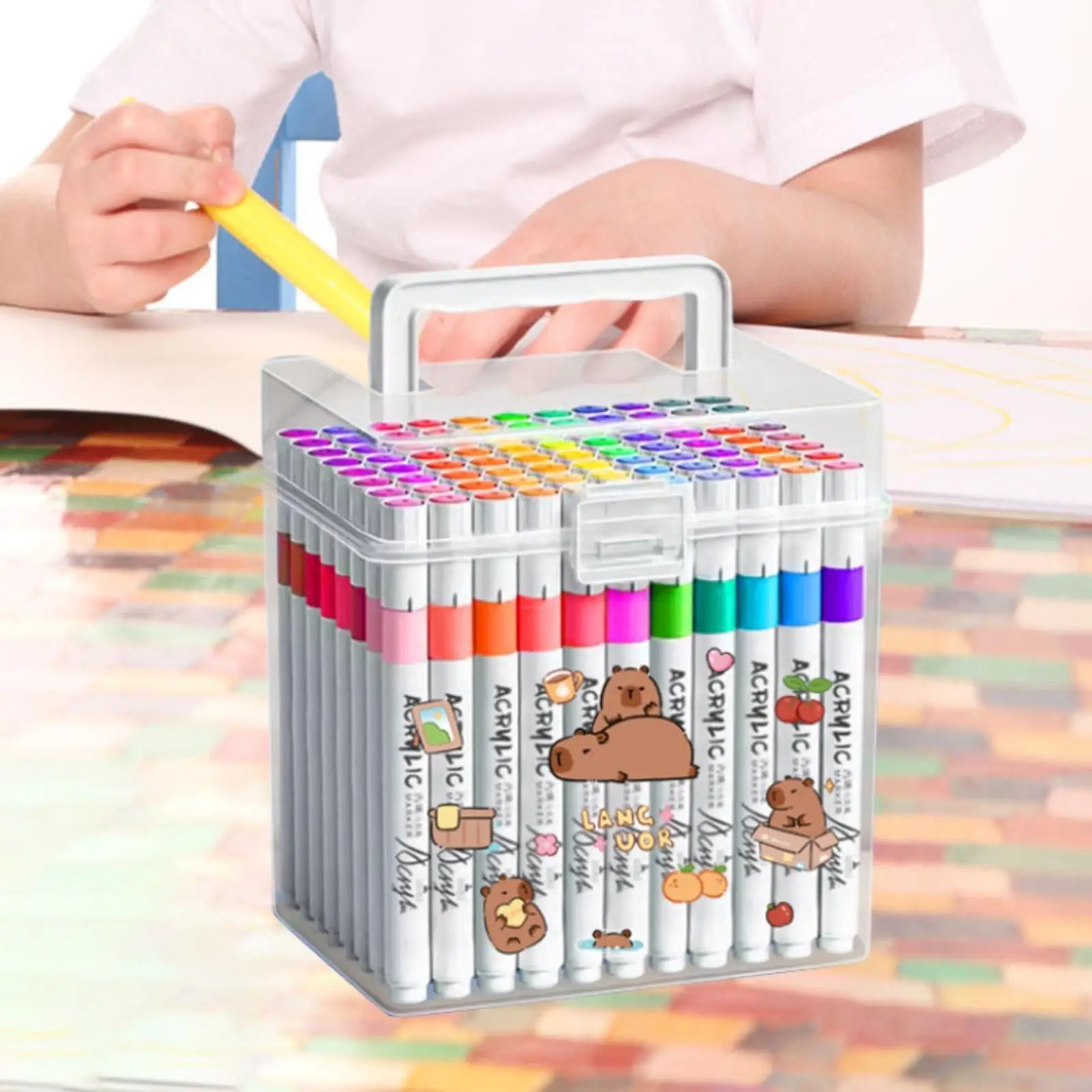 80/120 Acrylic Paint Markers Art Supplies for Children Adults Marker Pens Set with Storage Box for Canvas Glass Wood Metal Stone