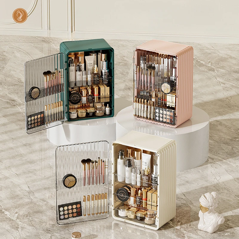 Light Luxury Cosmetics Organizer with Lid Dustproof Multifunctional Storage Box Desktop Rack Large Capacity Makeup Lipstick Box