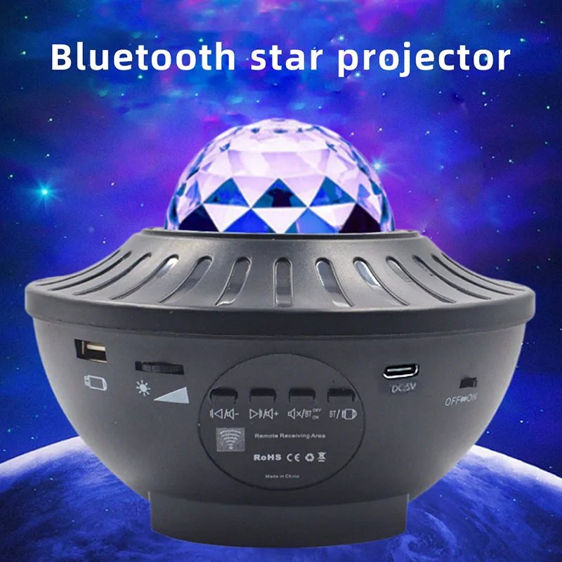 LED Starry Galaxy Projector Bluetooth USB Music Player Night Light Romantic Ocean Colorful Projector for Kids Bedroom Home Decor