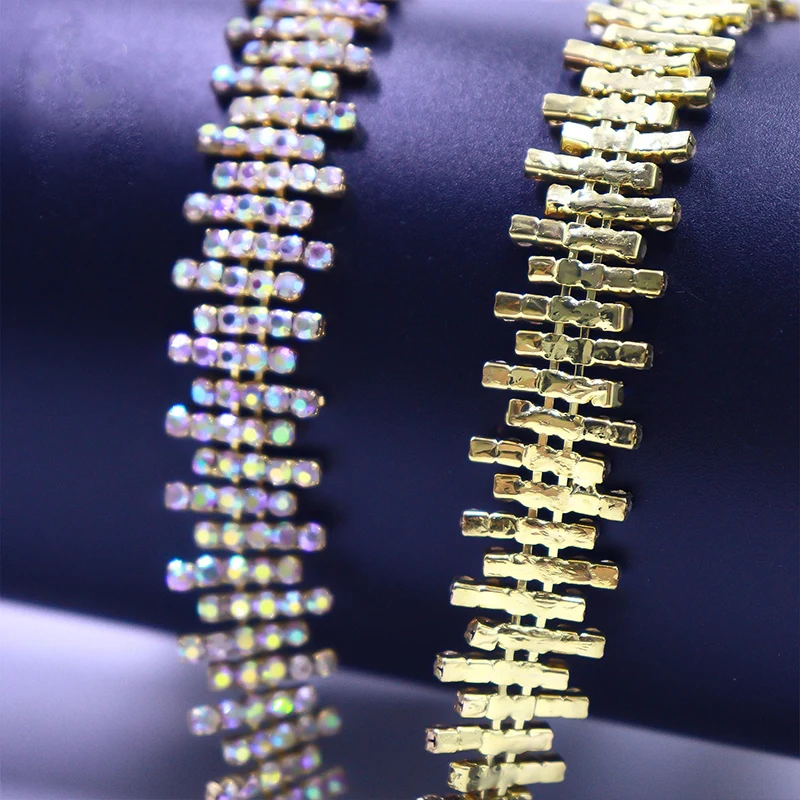 

CUIER Shiny Glass Crystal Rhinestone Chain Trim Decor Strass Sewing Clothing Dress Decoration Crystal Cup Chain Accessories