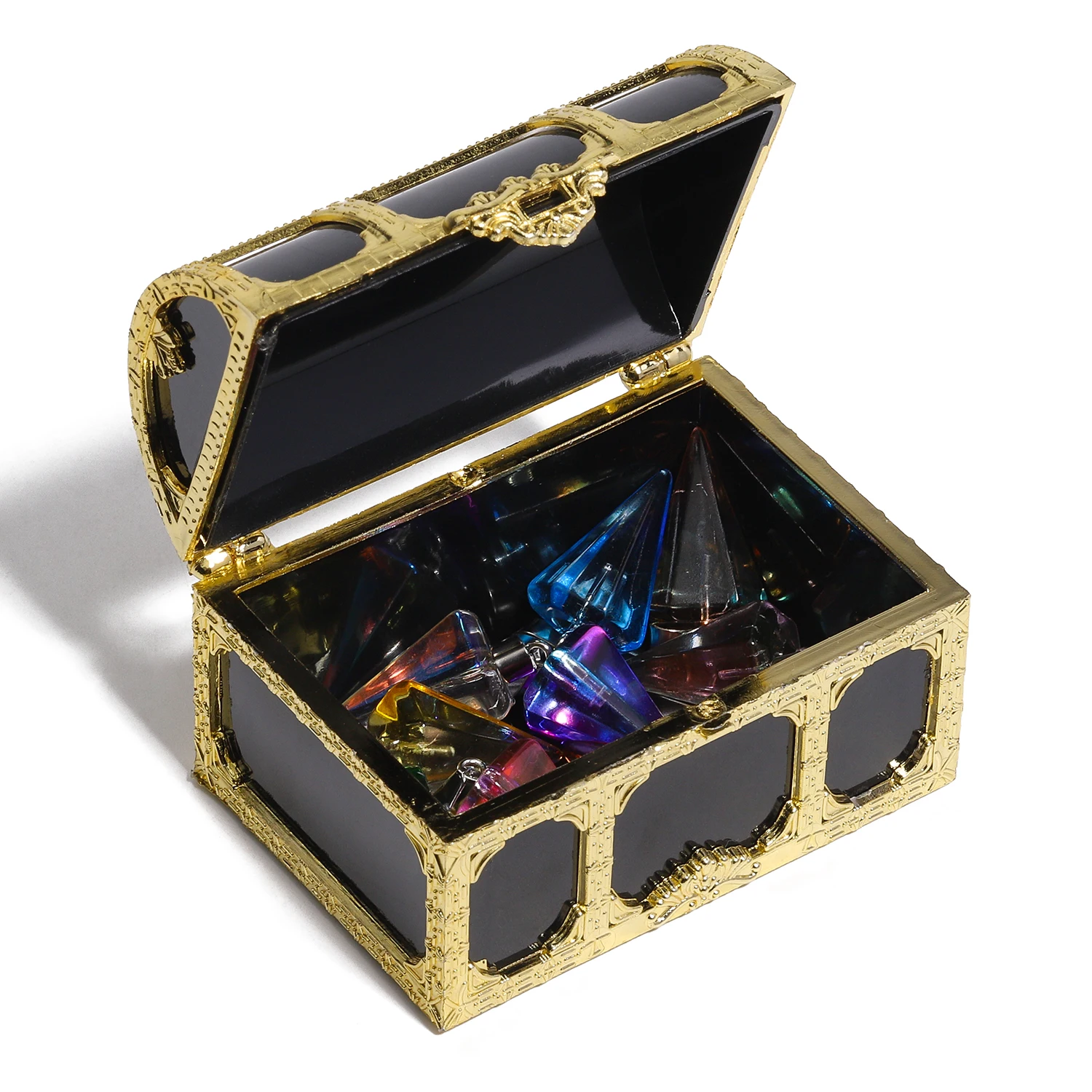 1Pcs Vintage Transparent Lagerung Organizer Box Schatz Truhe Piraten Schatz Box Kristall Edelstein Schmuck Box Kunststoff Ohrringe Brust – Detail 24