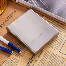 Men's Business Cigarette Case Metal Silver Stainless Steel Cigarette Box Holder Smoking Tobacco Accessories Man Gift