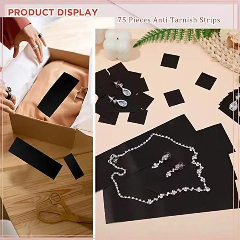 31BF 75Pcs Anti Tarnish Tabs Strips Perfect for Jewelry Storage 3 Different Sizes