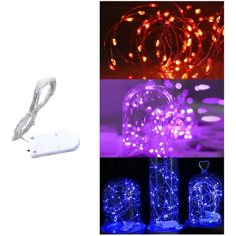 

A07F-20Pack String Fairy Lights 20LED 2M Copper Wire Lights For Wedding Party Christmas Four Colored Button Lights With Flash