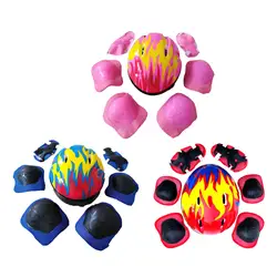 7x/Set Kids Bicycle Helmet Adjustable Hat Knee Elbow Wrist Pad Cycling Helmet for Cycling Roller Skating Sports Outdoor Boys
